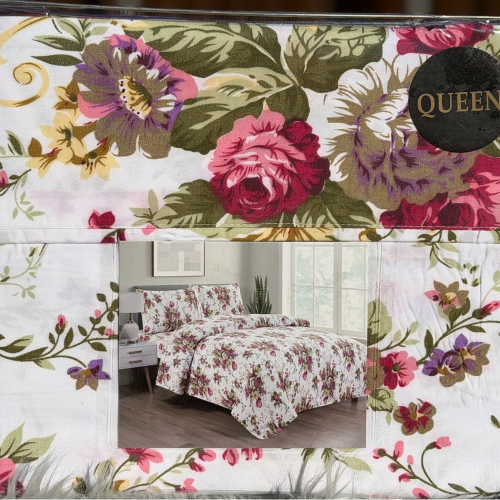 Brand new Queen size bed sheet set,4PCS,deep pocket,floral Egyptian Comfort